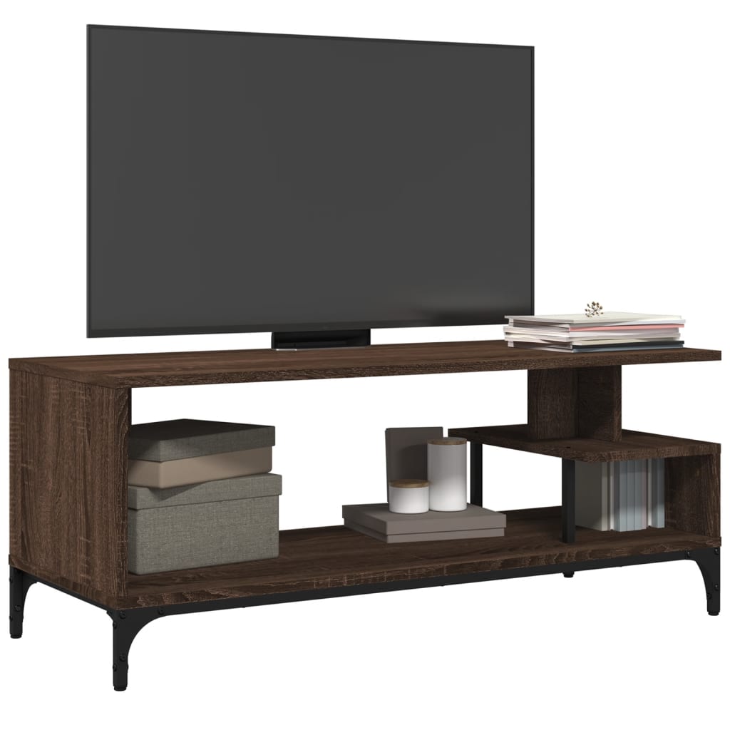 Tv-meubel 102x40x41 cm hout en gepoedercoat staal