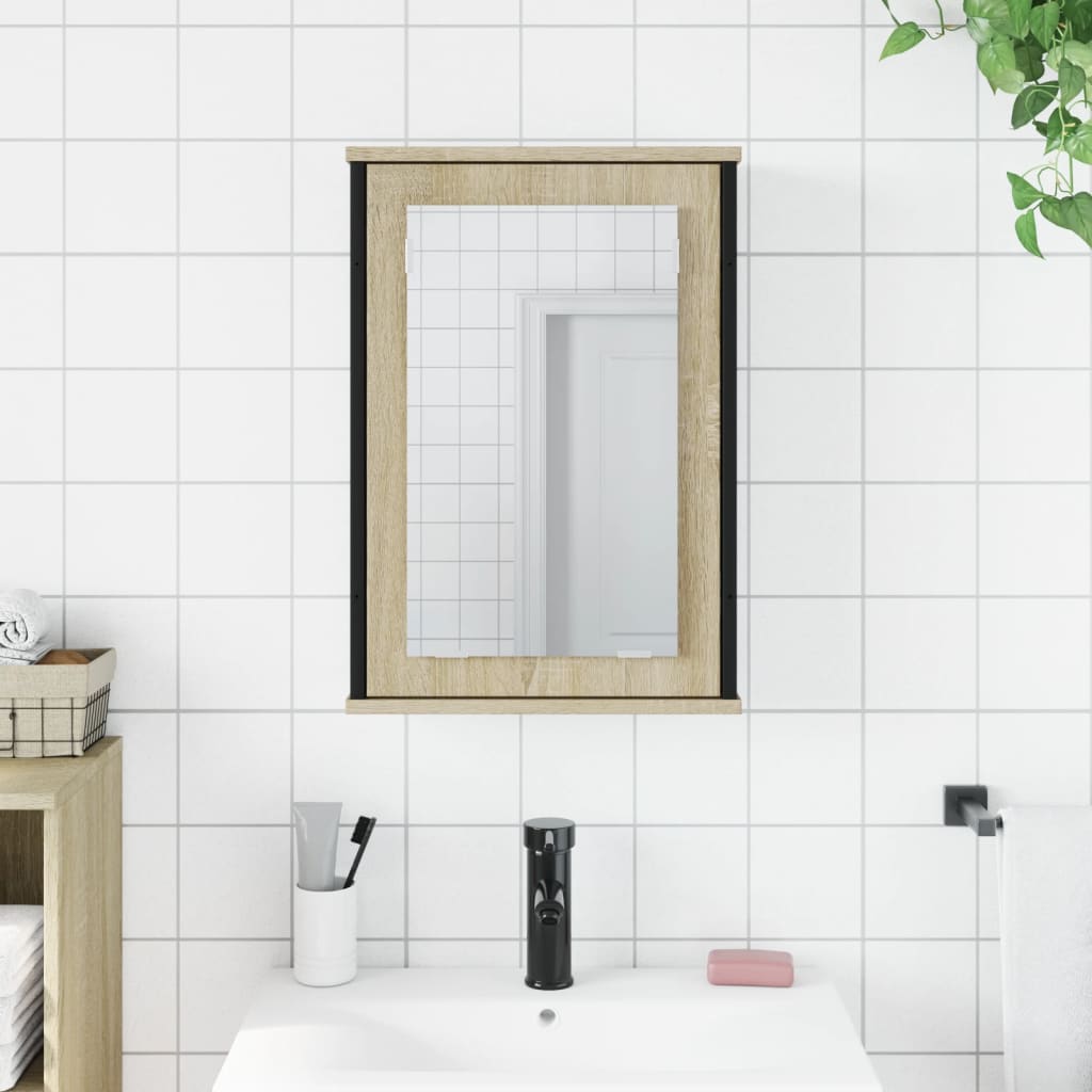 Armoire de toilette avec miroir 42x12x60 cm en bois travaillé