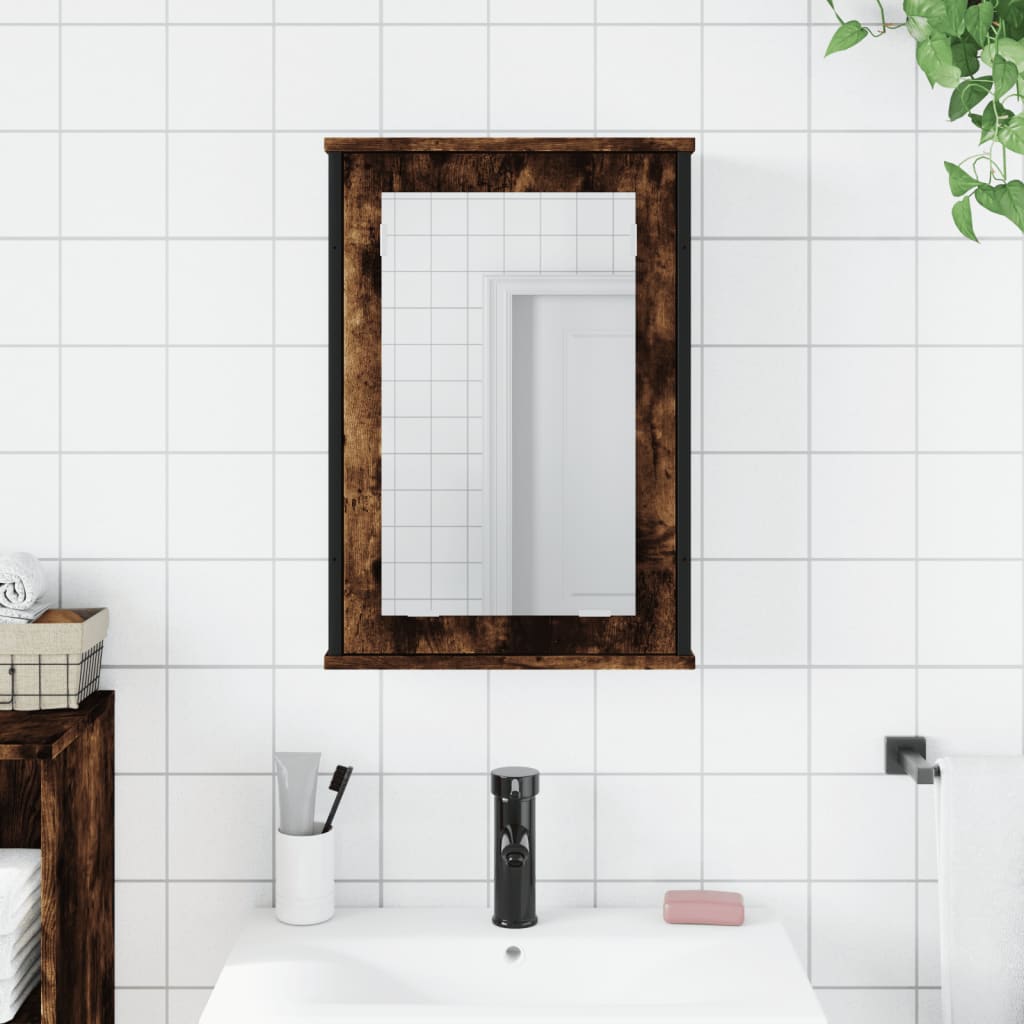 Armoire de toilette avec miroir 42x12x60 cm en bois travaillé