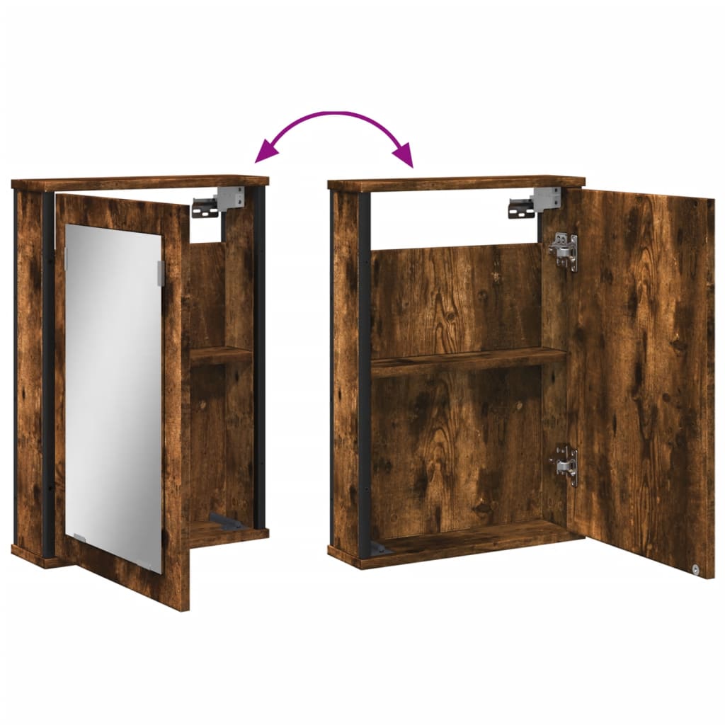 Armoire de toilette avec miroir 42x12x60 cm en bois travaillé