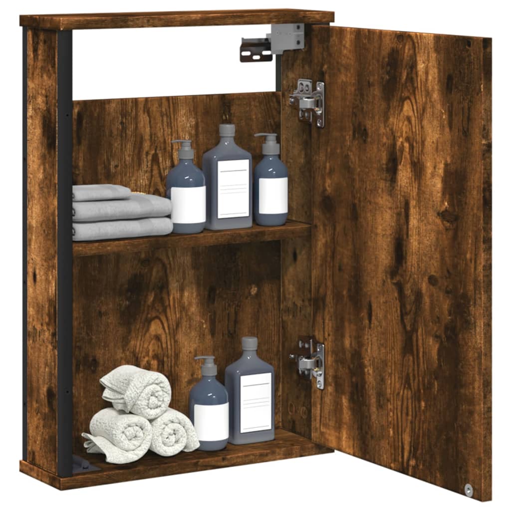 Armoire de toilette avec miroir 42x12x60 cm en bois travaillé