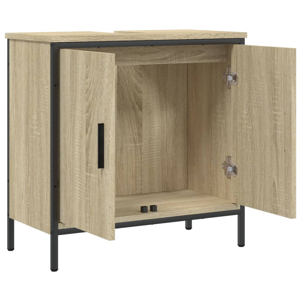 Meuble vasque 80x30x60 cm en dérivé du bois couleur chêne