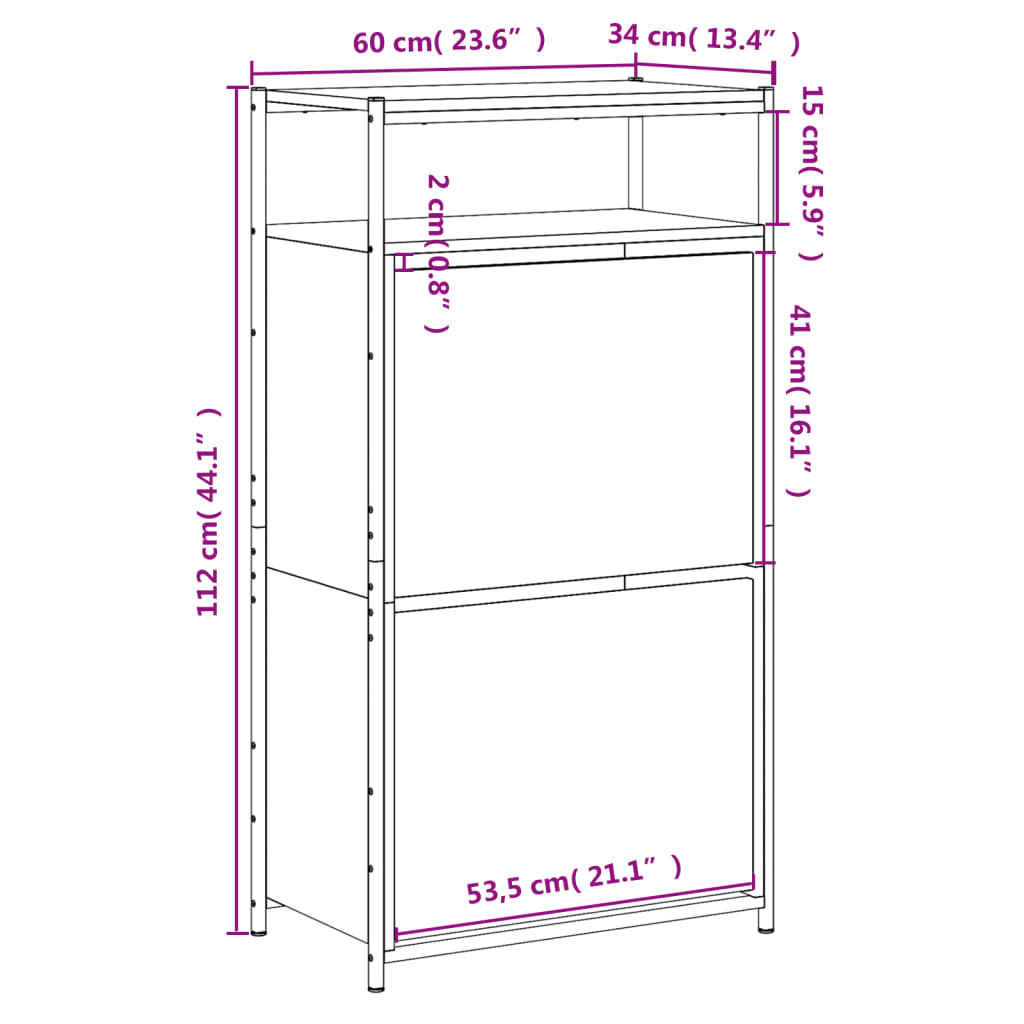 Schoenenkast 75x34x112 cm bewerkt hout eikenkleurig