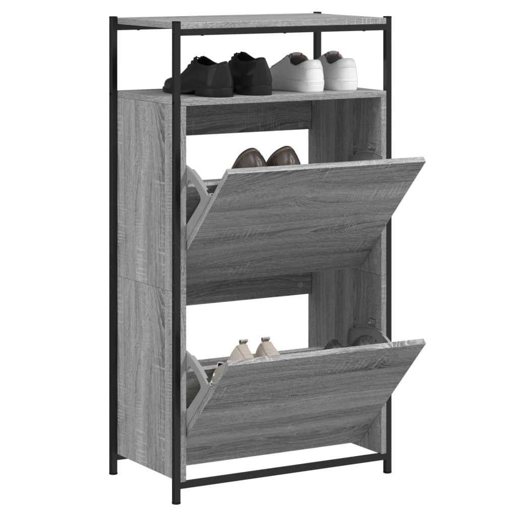 Schoenenkast 75x34x112 cm bewerkt hout eikenkleurig