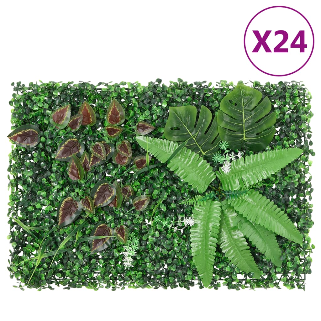 Clôture avec plantes artificielles 24 pcs 40x60 cm vert