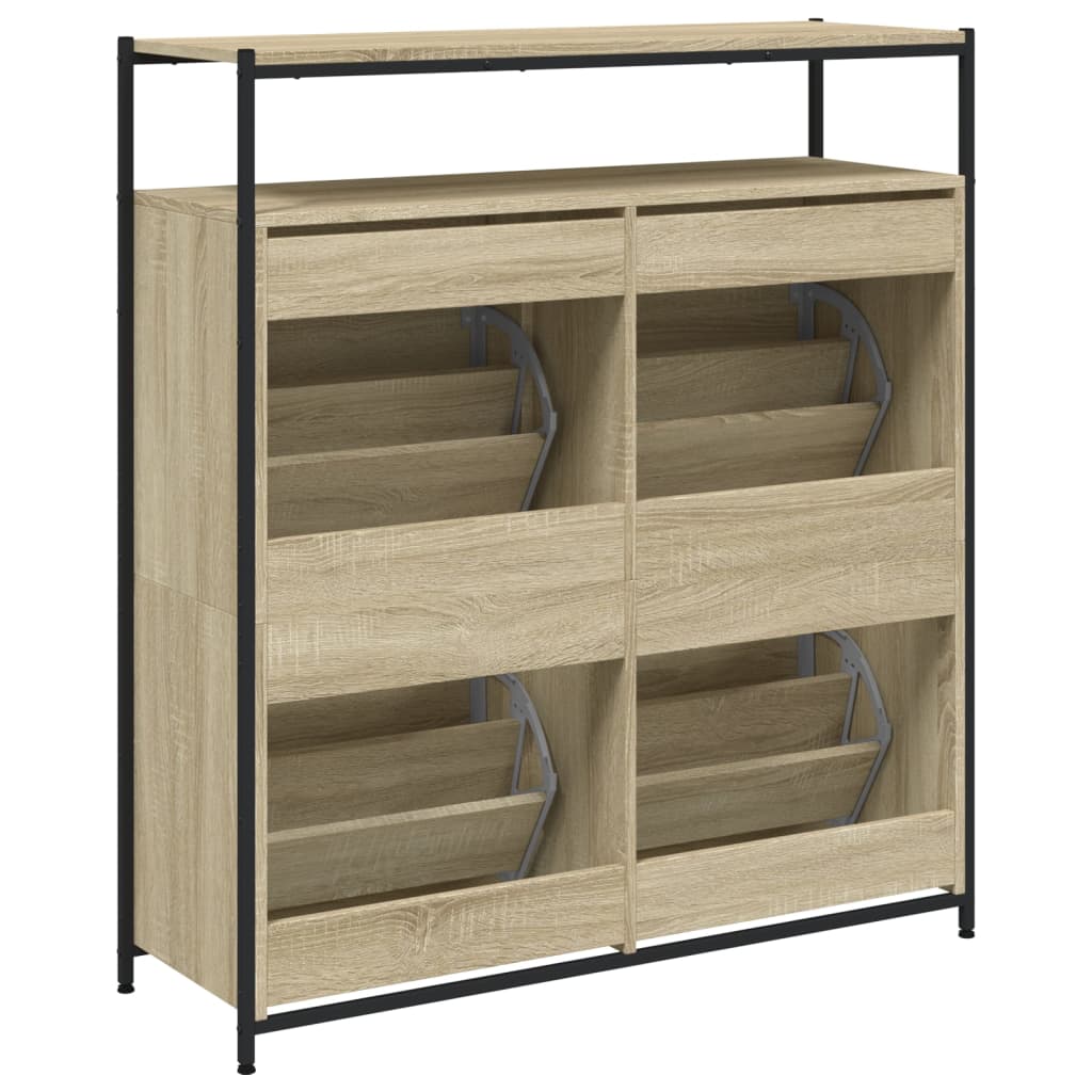 Schoenenkast 75x34x112 cm bewerkt hout eikenkleurig