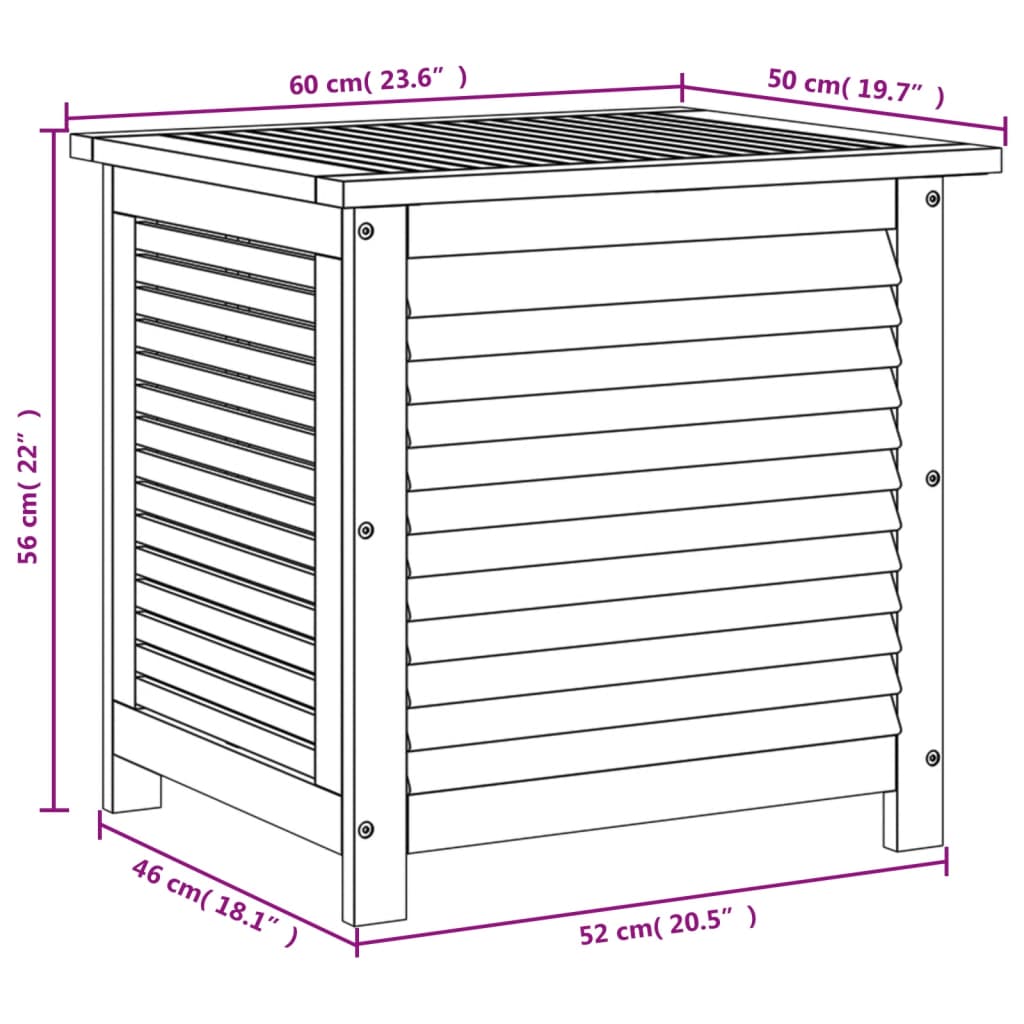 Coffre de jardin avec stores 90x50x56 cm en bois d'acacia massif