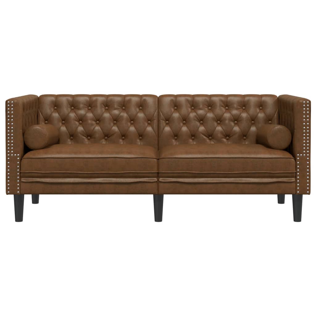 Tweezitsbank Chesterfield-stijl en bolsters fluweel donkergroen