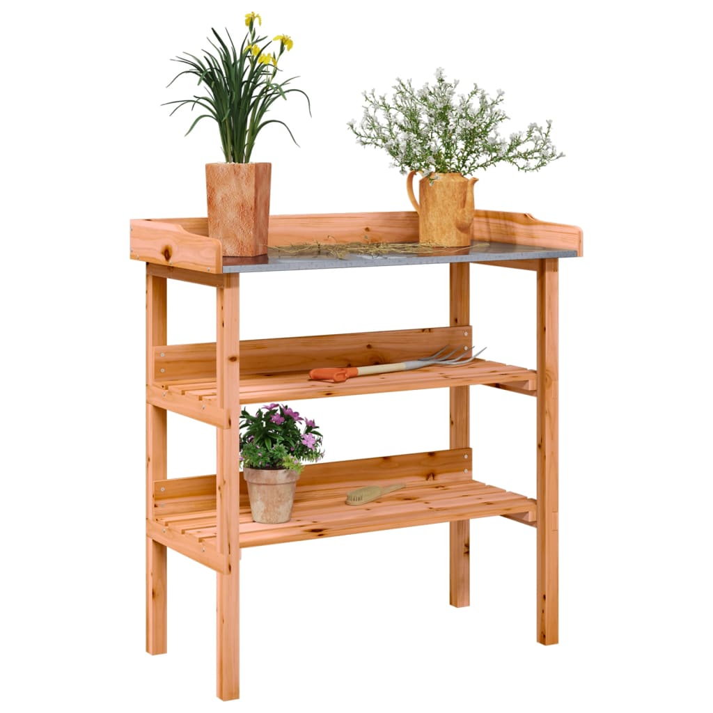 Plantentafel met schappen 78x38x82,5 cm vurenhout