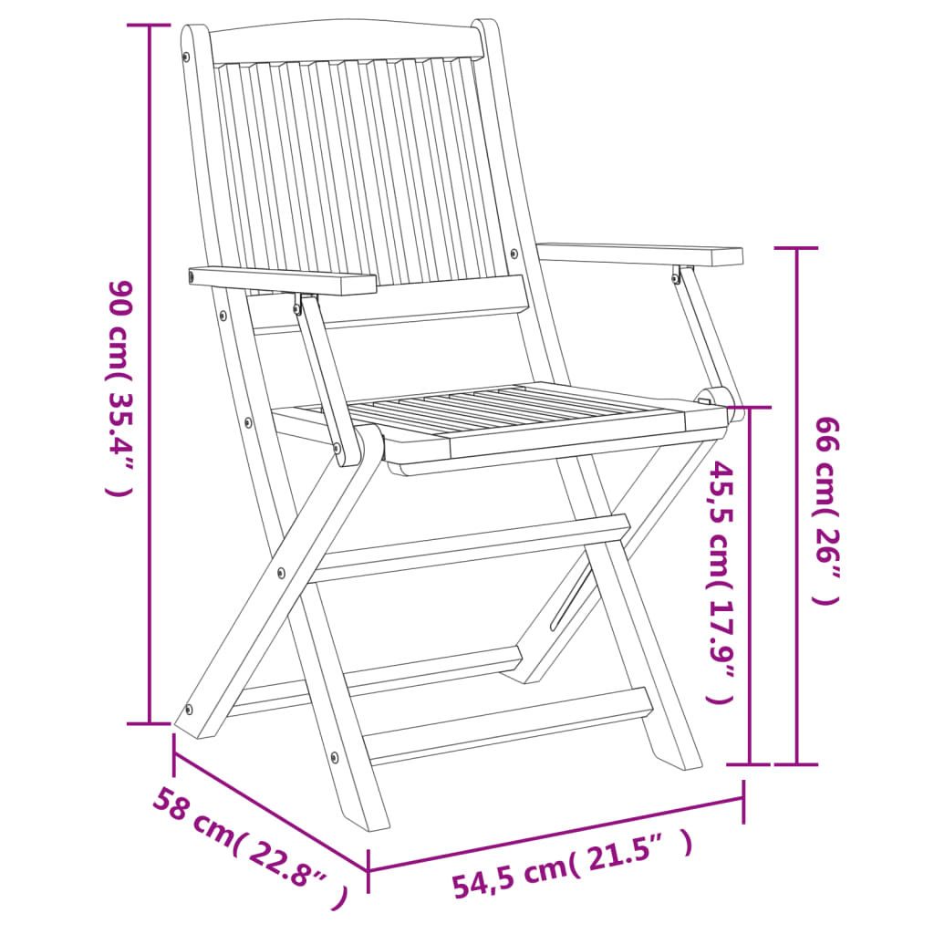 Ensemble de jardin 7 pièces en bois d'acacia massif