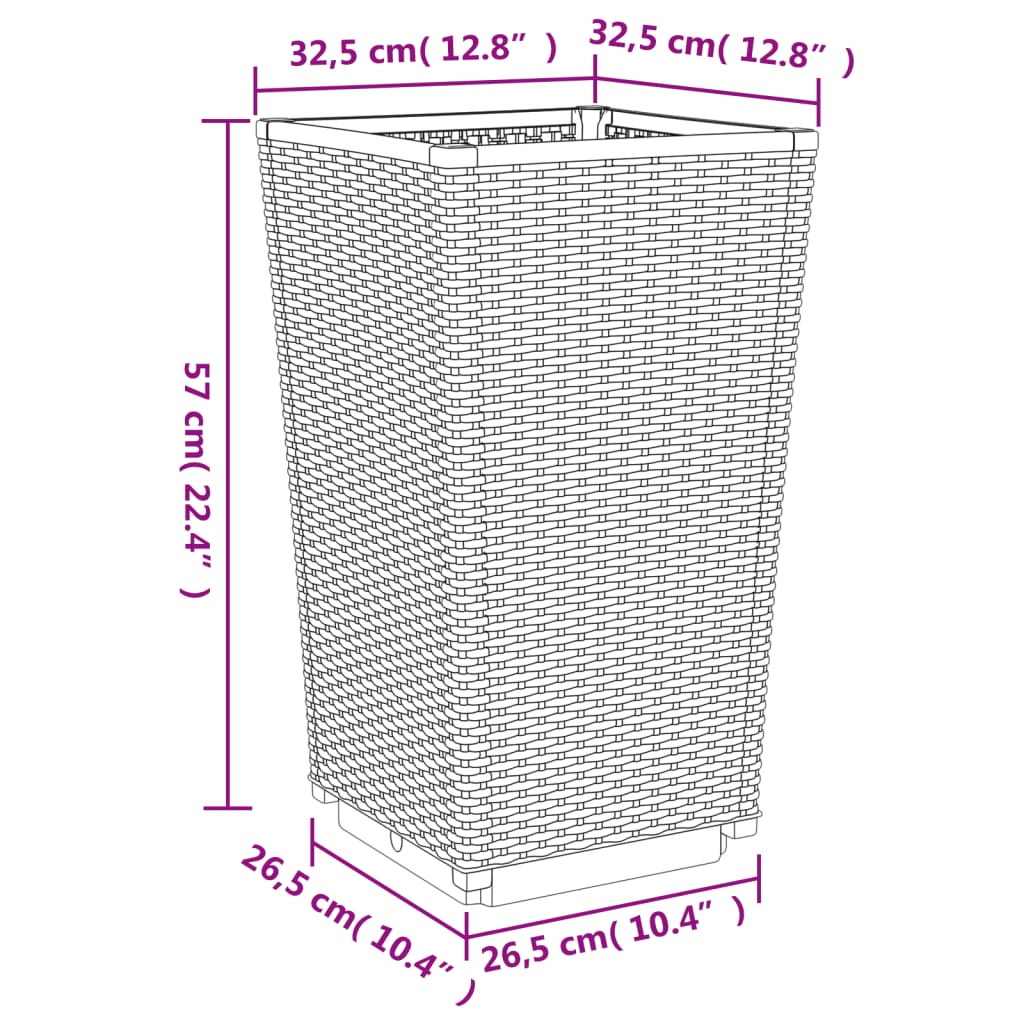 Plantenbakken 2 st 32,5x32,5x57 cm polypropeen wit