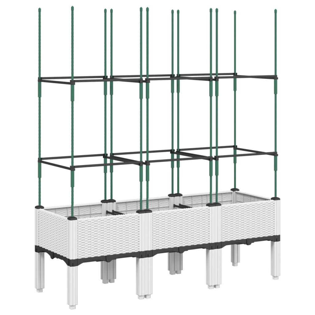 Plantenbak met latwerk 200x160x142,5 cm polypropeen wit