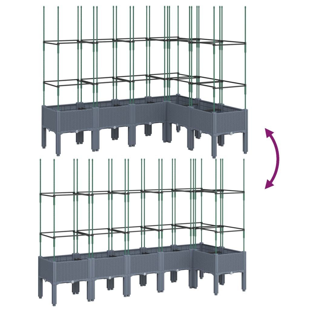 Plantenbak met latwerk 200x160x142,5 cm polypropeen wit