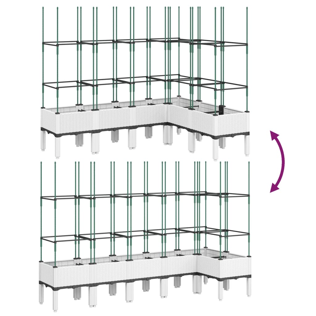 Plantenbak met latwerk 200x160x142,5 cm polypropeen wit