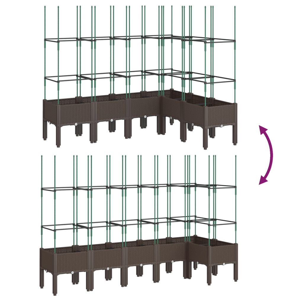 Plantenbak met latwerk 200x160x142,5 cm polypropeen wit