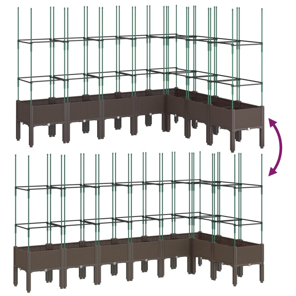 Plantenbak met latwerk 200x160x142,5 cm polypropeen wit