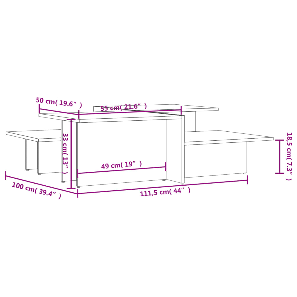 Salontafels 2 st bewerkt hout