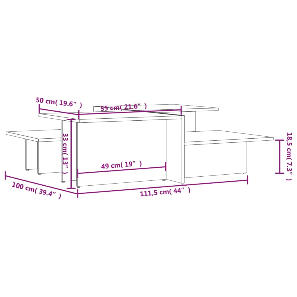 Salontafels 2 st bewerkt hout