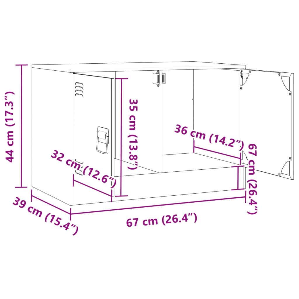 Meuble TV 2 pcs 67x39x44 cm acier