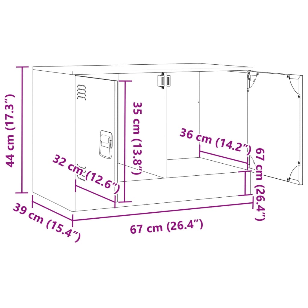 Tv-meubelen 2 st 67x39x44 cm staal