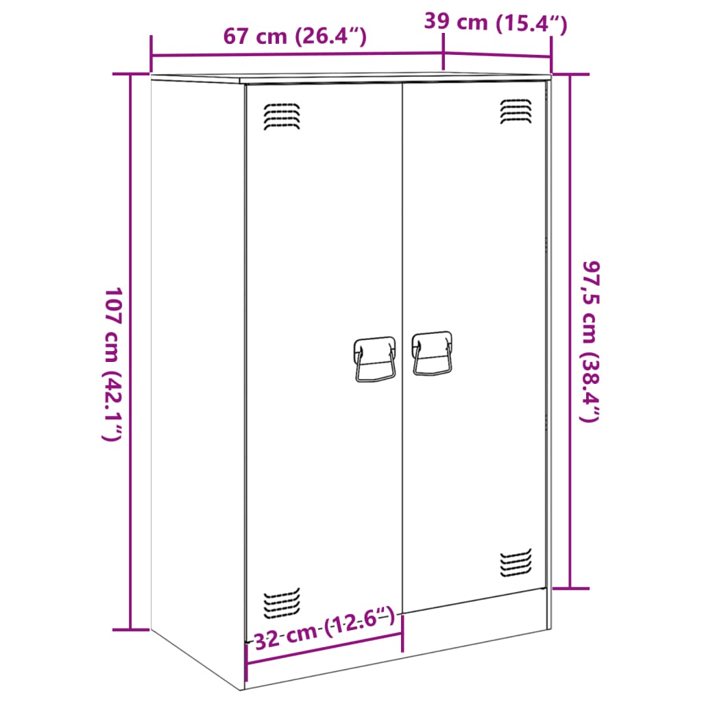 Dressoir 67x39x107 cm staal antracietkleurig