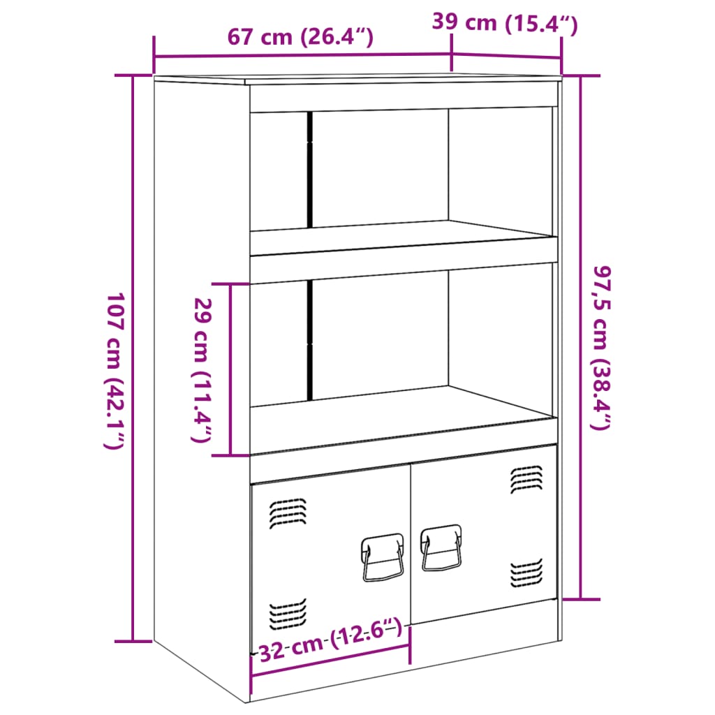 Dressoir 67x39x107 cm staal