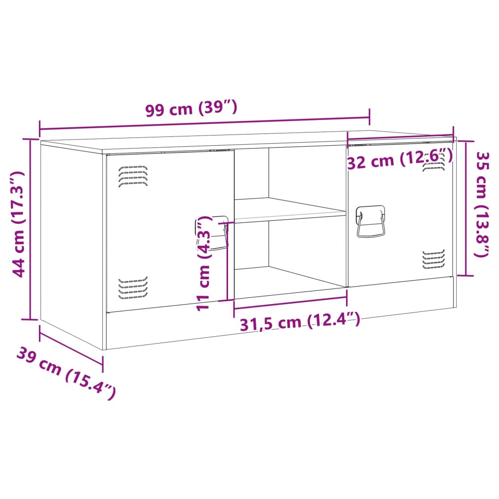 Meuble TV 99x39x44 cm en acier