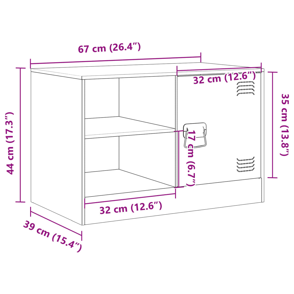 Tables de chevet 2 pcs 67x39x44 cm acier