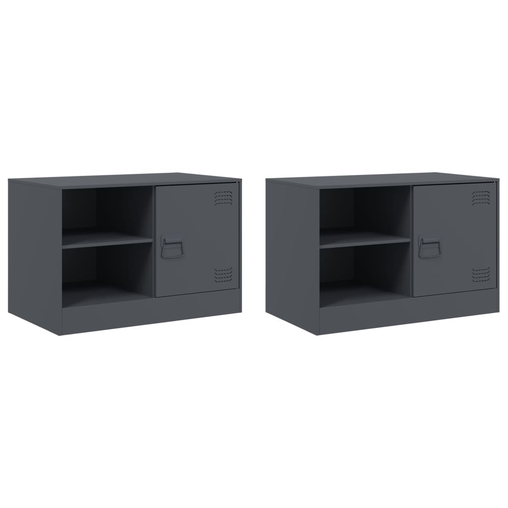 Tables de chevet 2 pcs 67x39x44 cm acier