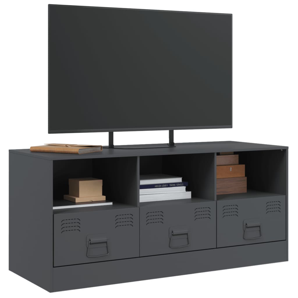 Meuble TV 99x39x44 cm acier, anthracite