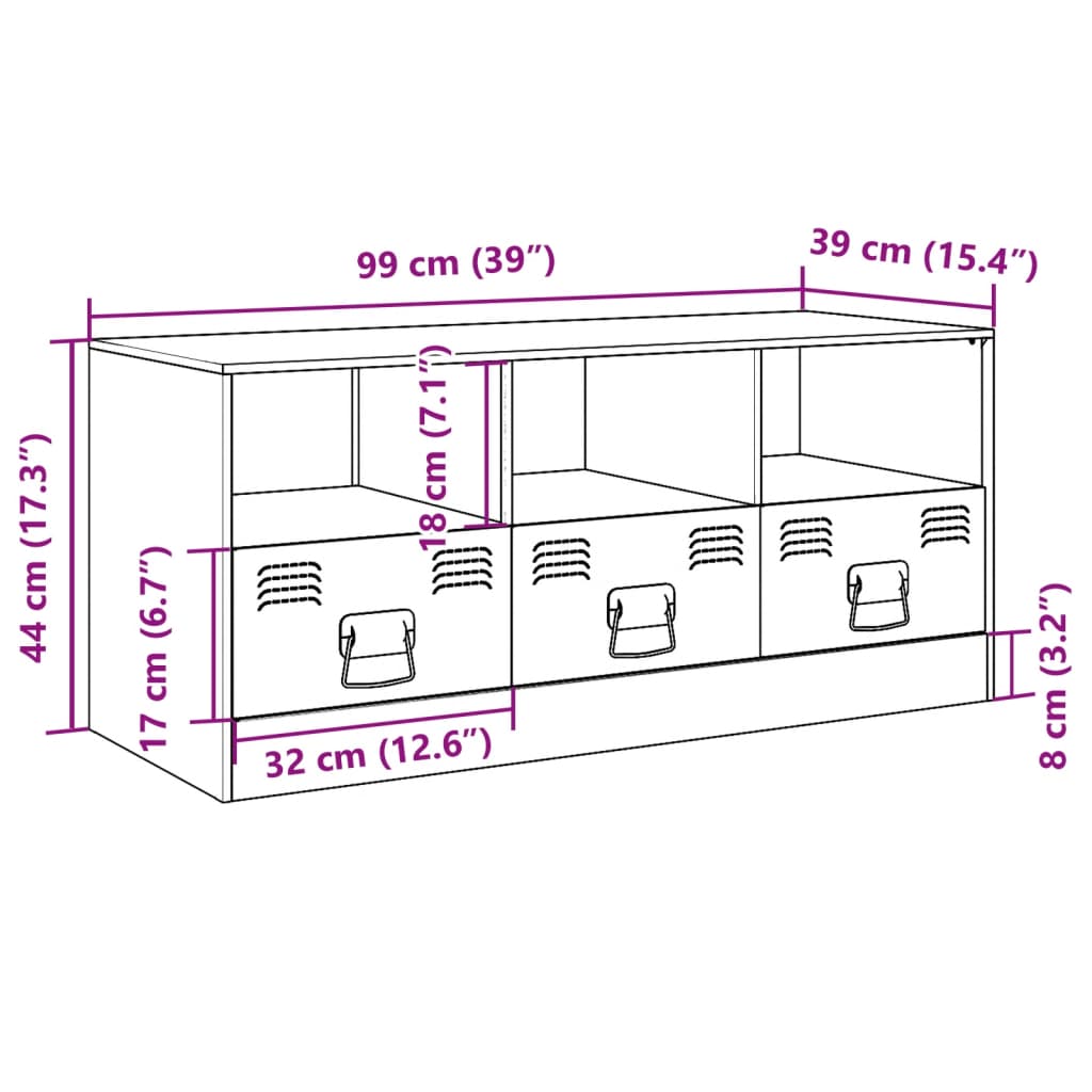 Meuble TV 99x39x44 cm acier, anthracite