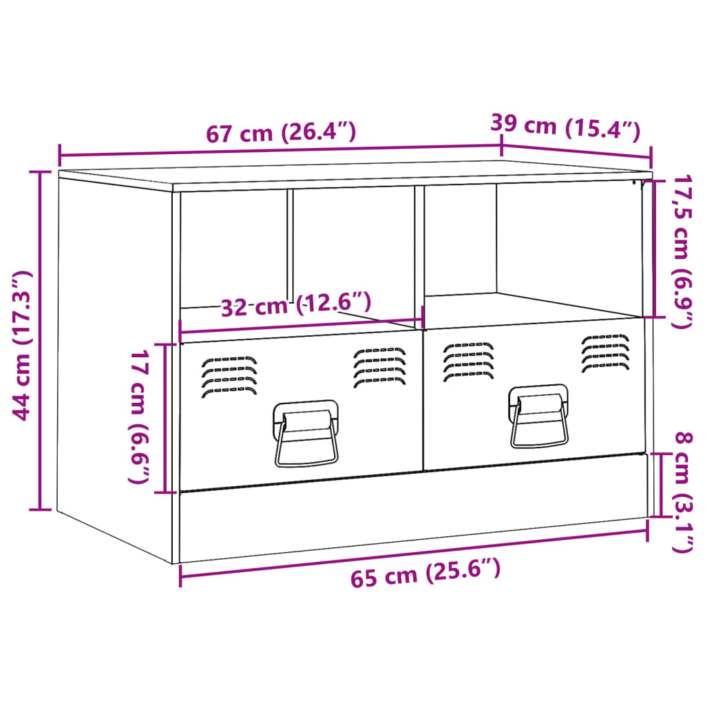 Tv-meubelen 2 st 67x39x44 cm staal