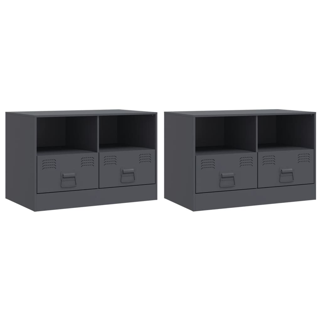 Meuble TV 2 pcs 67x39x44 cm acier