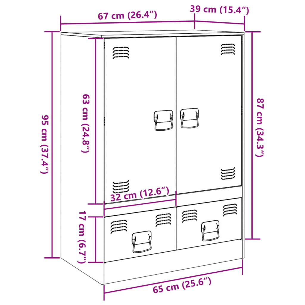 Hoge kast 67x39x95 cm staal