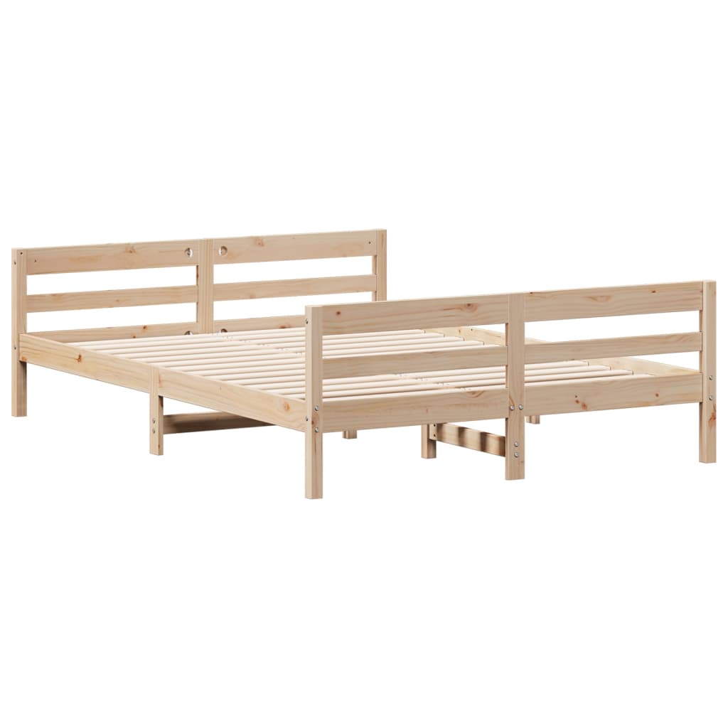 Bedframe met hoofdbord massief grenenhout 120x200 cm