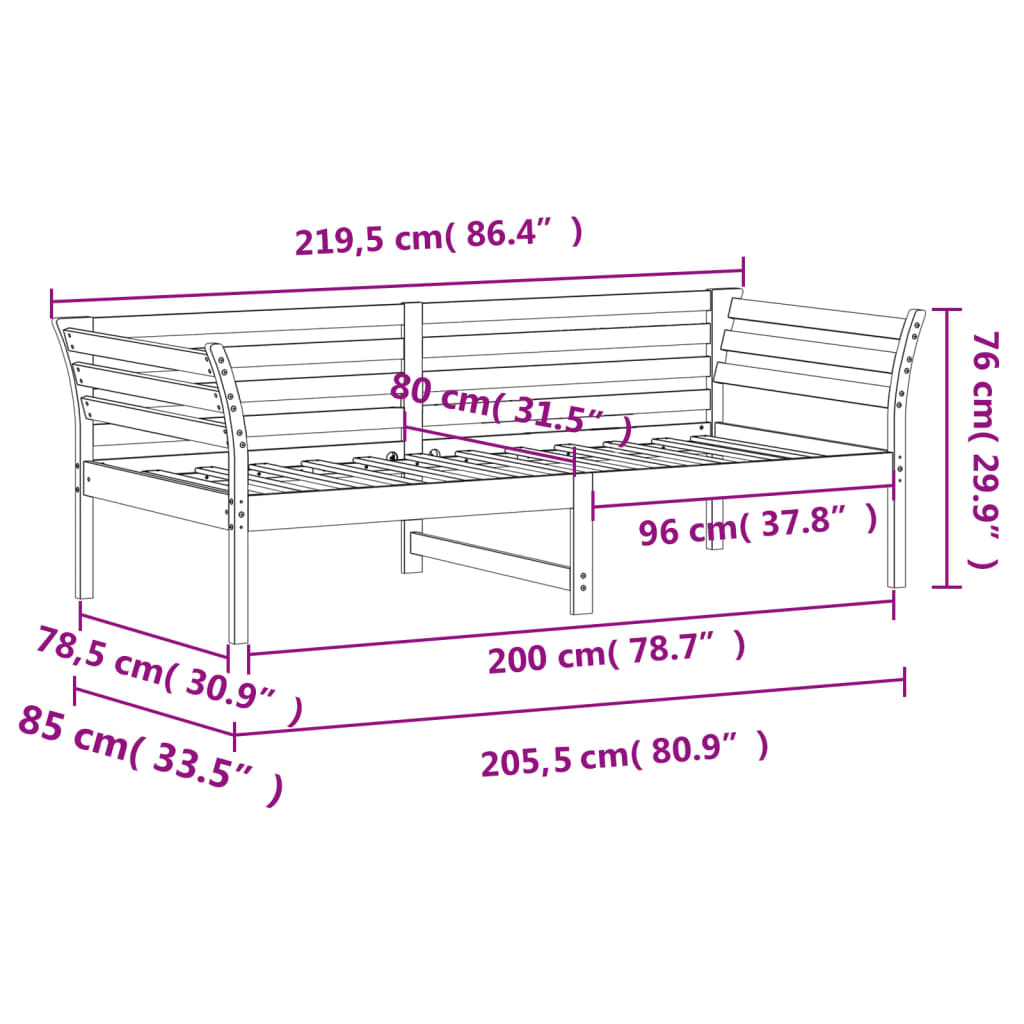 Slaapbank 100x200 cm massief grenenhout