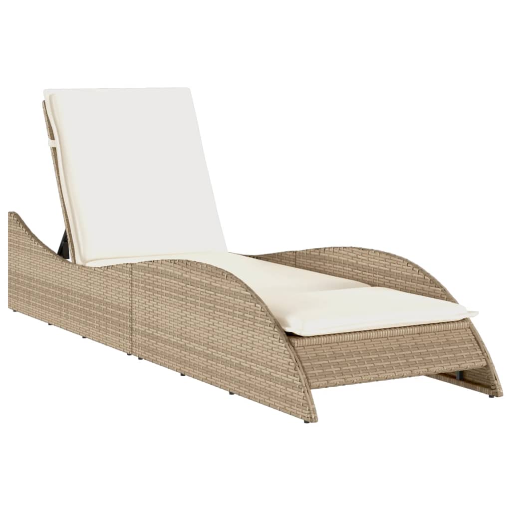 Ligbed met kussens 114x205x73 cm poly rattan bruin