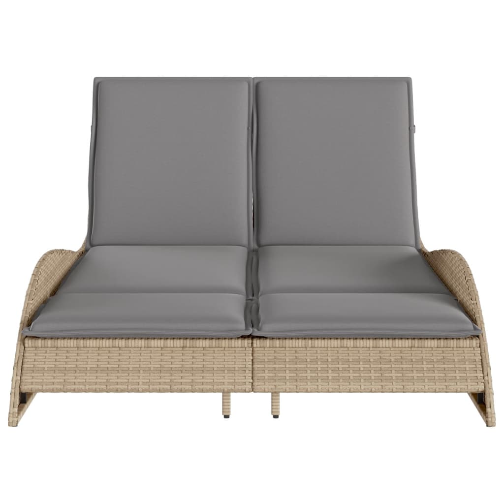 Ligbed met kussens 114x205x73 cm poly rattan bruin