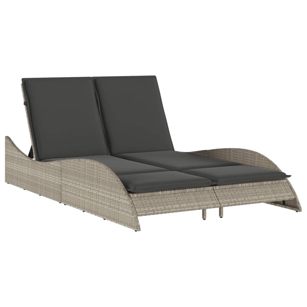 Ligbed met kussens 114x205x73 cm poly rattan bruin