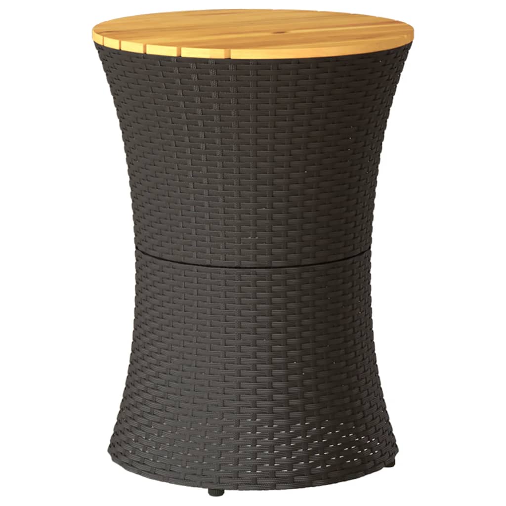 Tuinbijzettafel trommelvormig poly rattan en massief hout beige