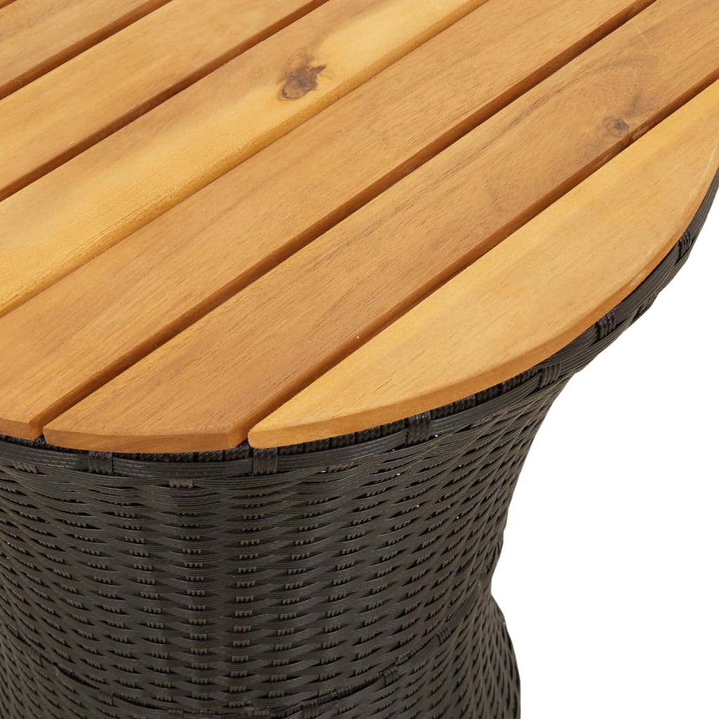 Tuinbijzettafel trommelvormig poly rattan en massief hout beige