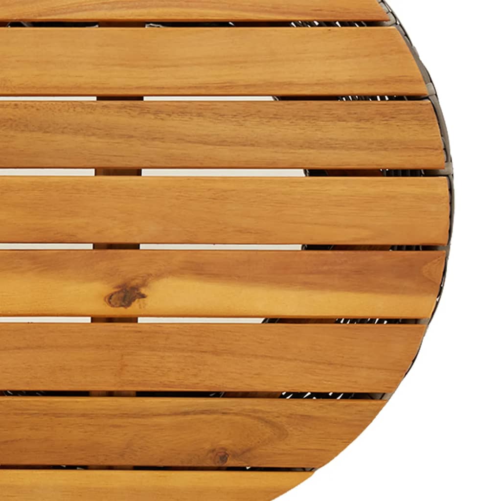 Tuinbijzettafel trommelvormig poly rattan en massief hout beige