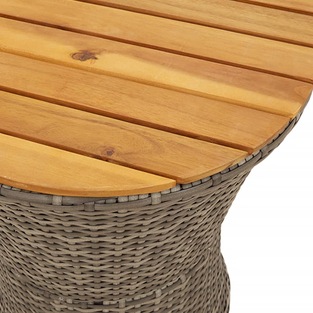 Tuinbijzettafel trommelvormig poly rattan en massief hout beige