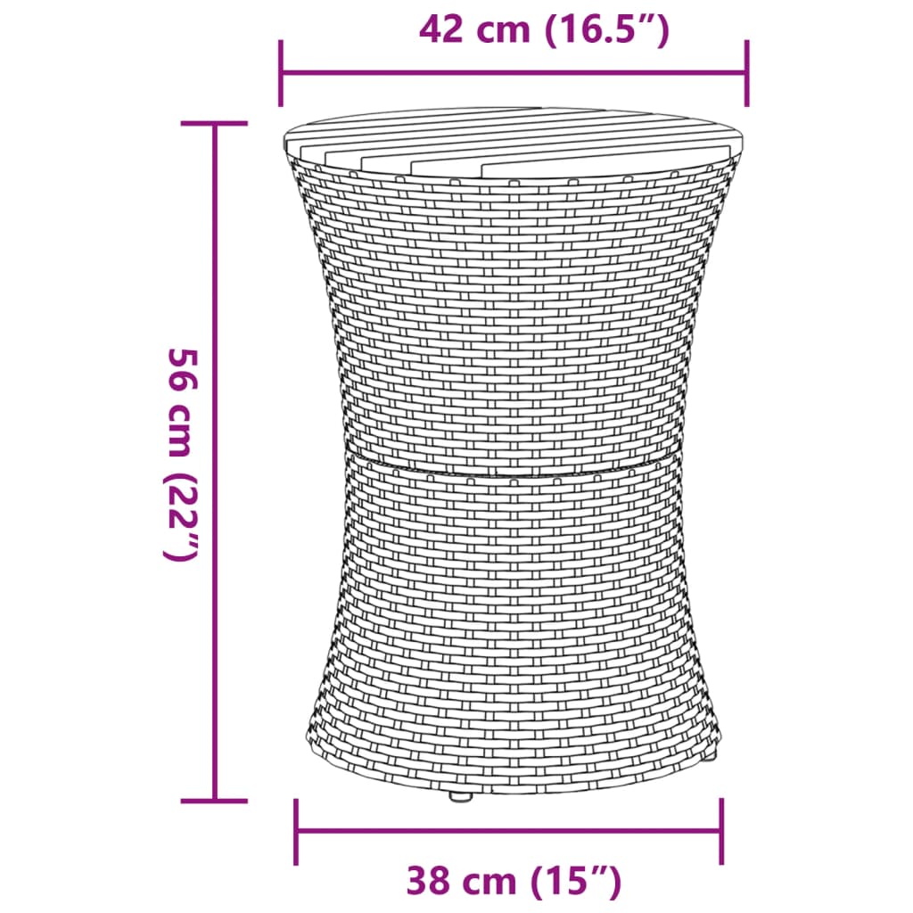 Tuinbijzettafel trommelvormig poly rattan en massief hout beige