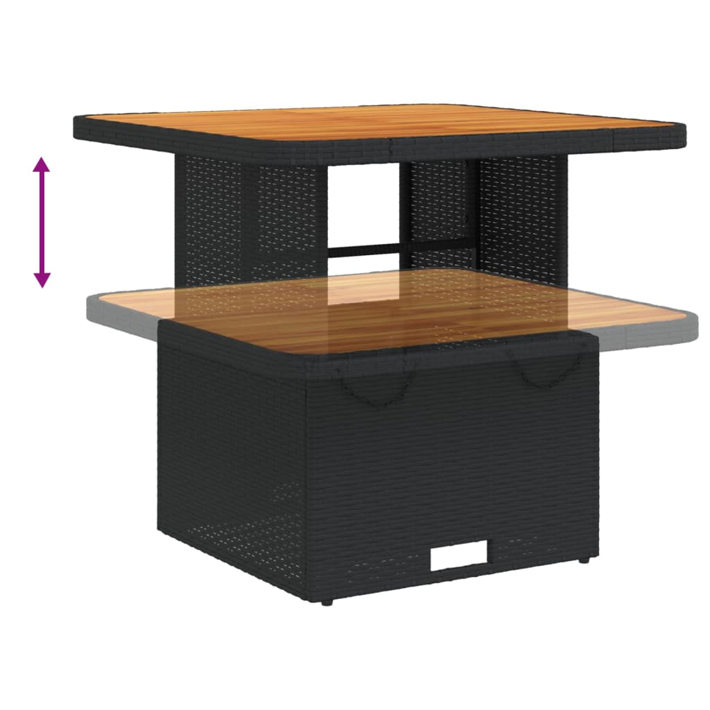 Table de jardin 80x80x71 cm poly rotin et bois d'acacia