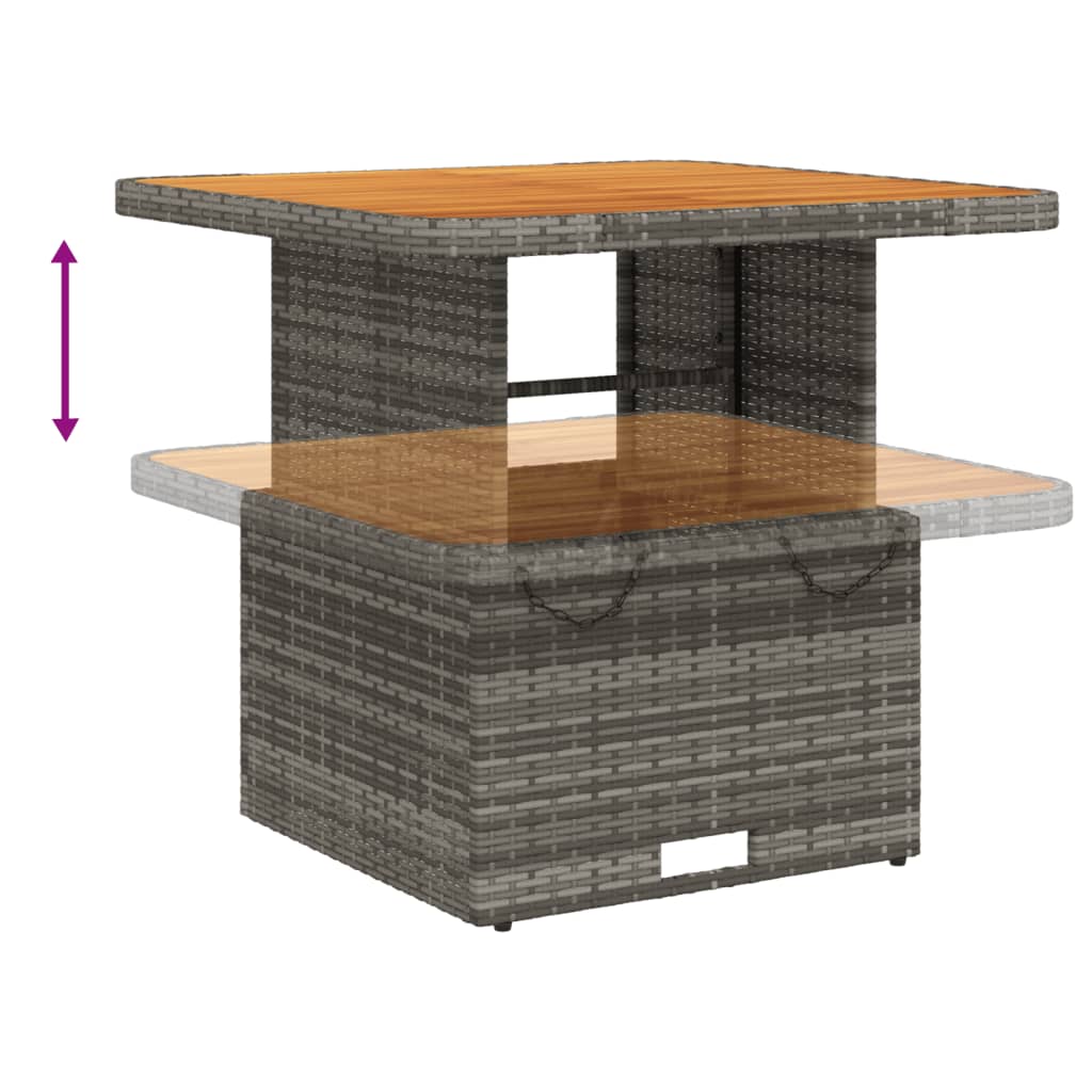 Table de jardin 80x80x71 cm poly rotin et bois d'acacia