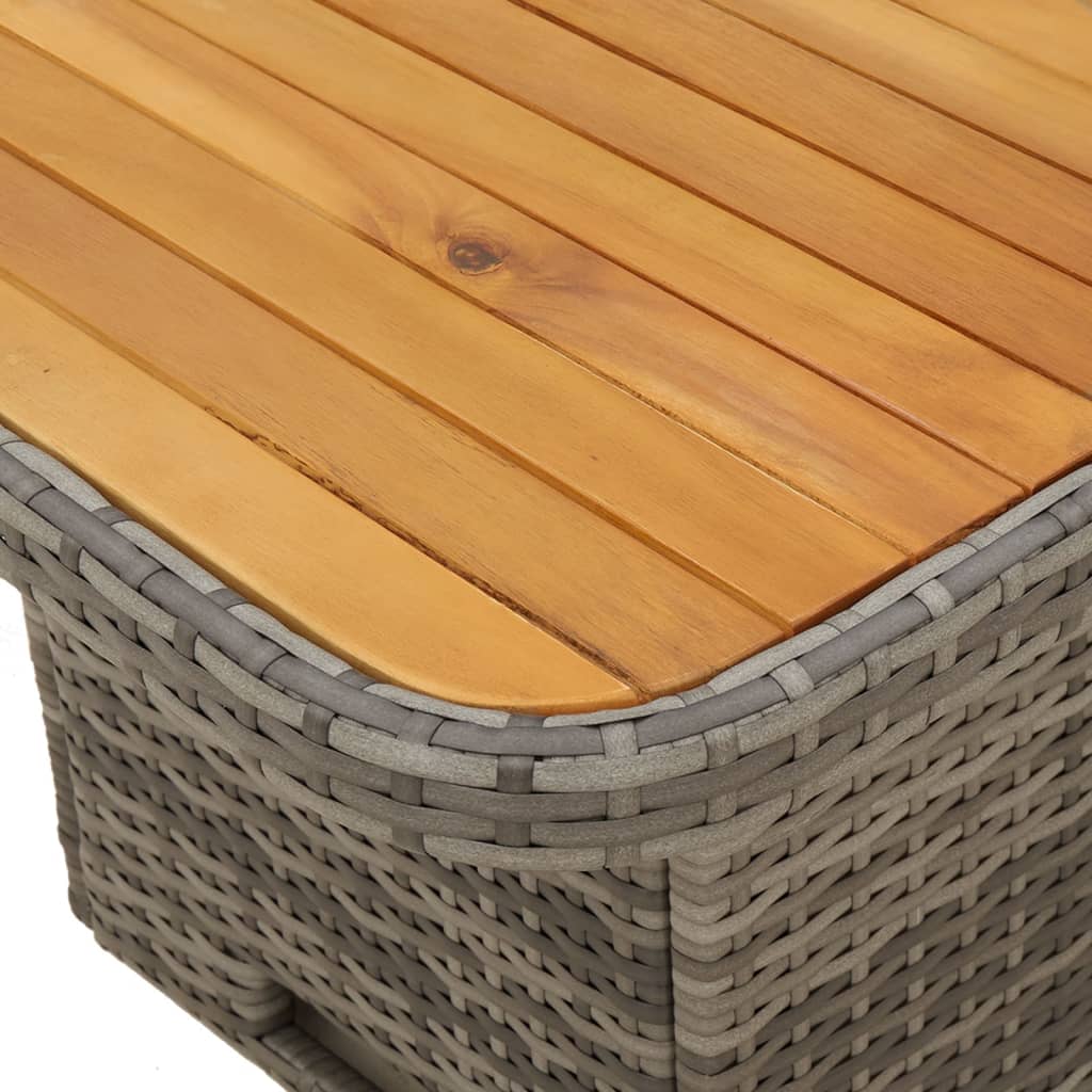 Table de jardin 80x80x71 cm poly rotin et bois d'acacia