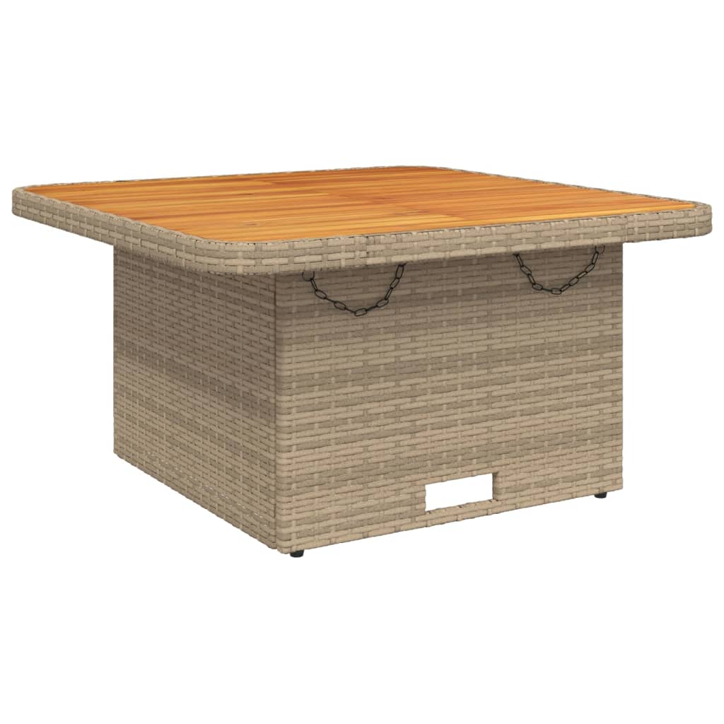 Table de jardin 80x80x71 cm poly rotin et bois d'acacia