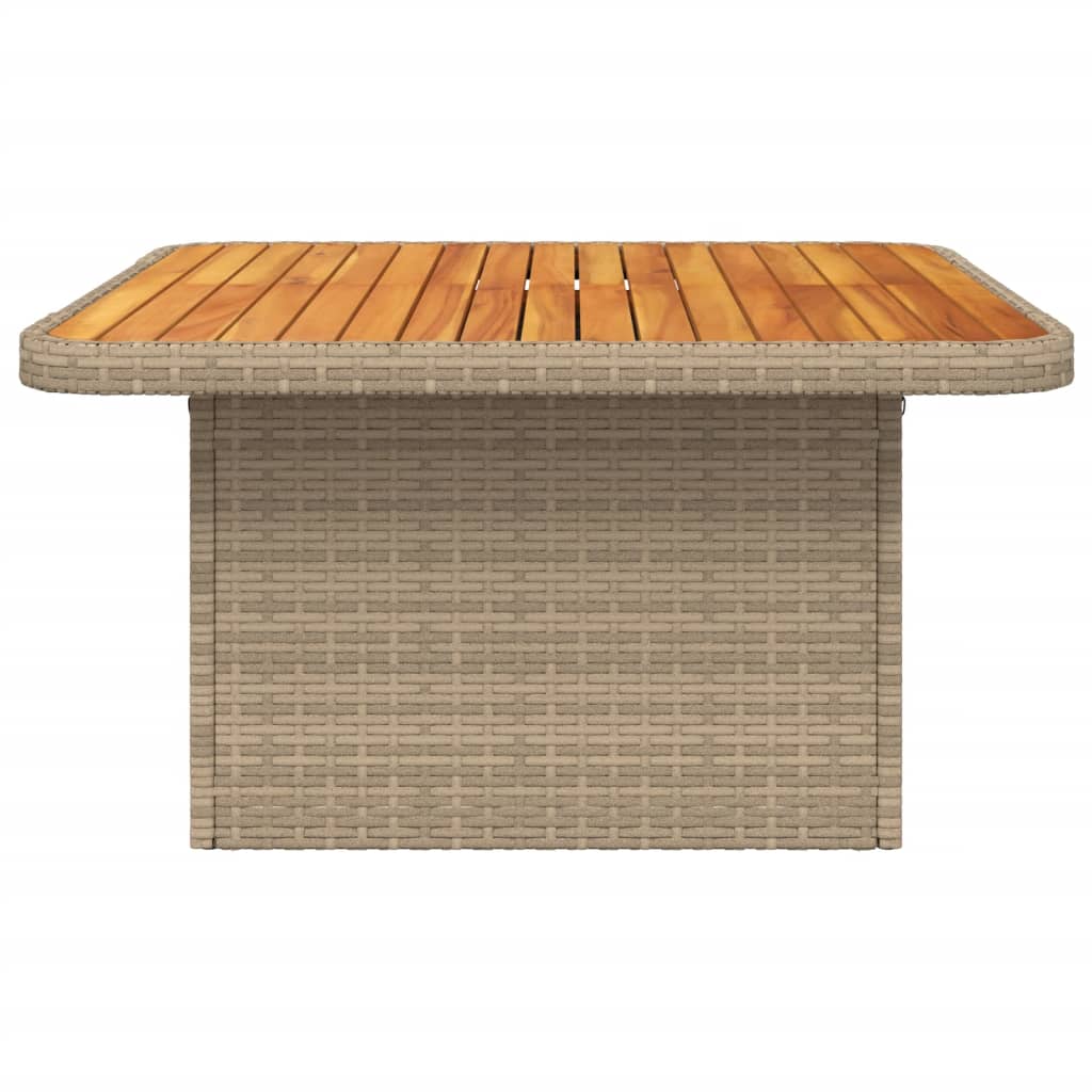 Table de jardin 80x80x71 cm poly rotin et bois d'acacia