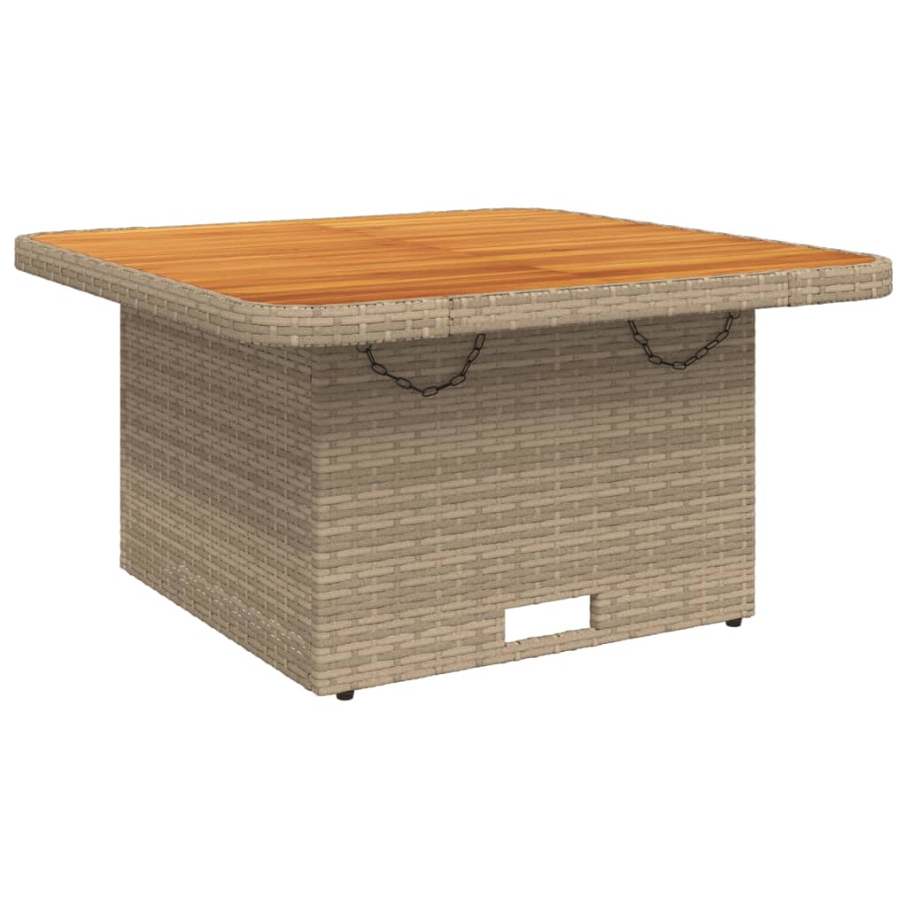 Table de jardin 80x80x71 cm poly rotin et bois d'acacia